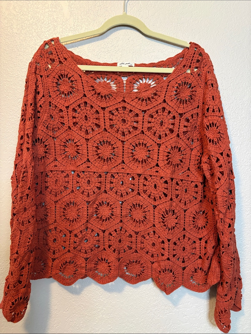 Ultra Pink Burnt Orange Cotton Knit Sweater Size Large